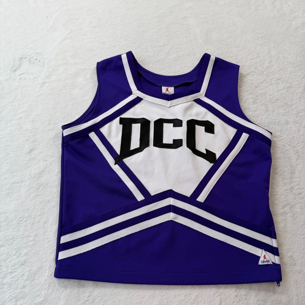 Chasse Cheerleading Shell Top Adult Medium Purple White Good DCC Uniform